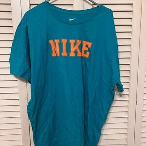 Nike Turquoise Tee with Vibrant Orange Logo